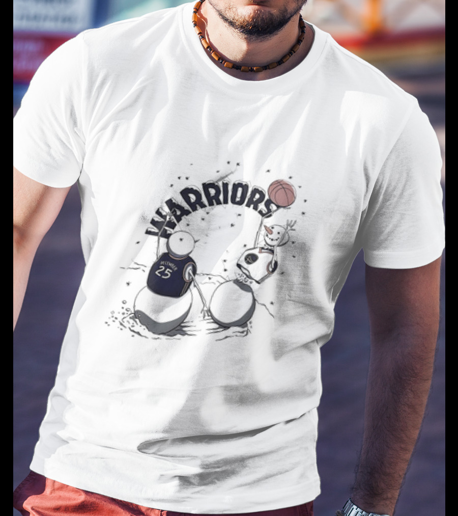 Golden State Warriors Snowman Basketball Holiday Warriors 25 T-Shirt