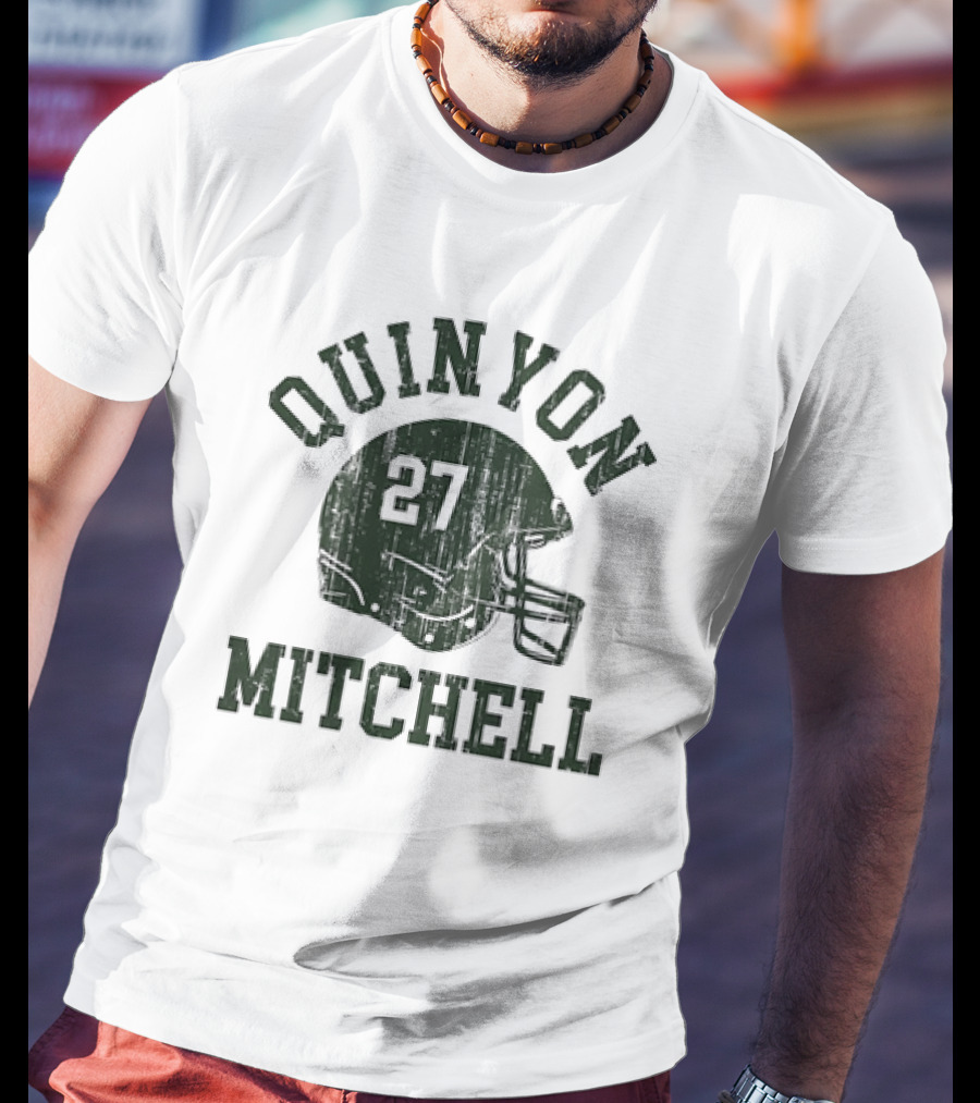 Quinyon Mitchell 27 Philadelphia Eagles NFL Football Helmet Font Vintage T-Shirt
