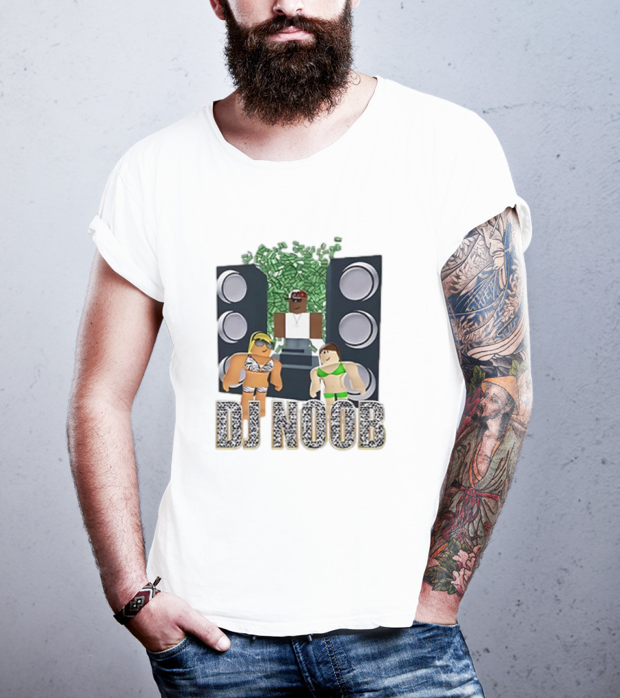 Roblox Video Game DJ Noob Party With Speakers And Characters T-Shirt