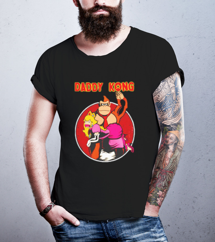 Daddy Kong Funny Retro Gaming Humor With Princess Character Playful T-Shirt