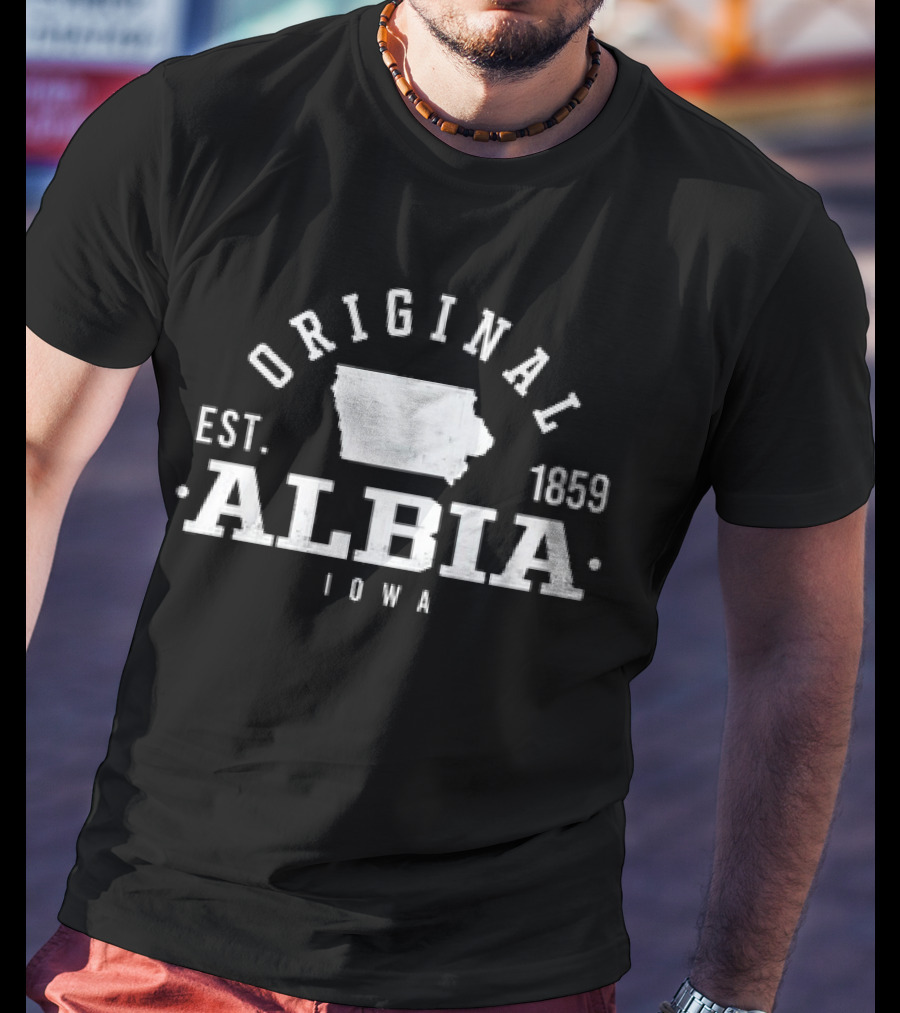 Original Albia Iowa Est 1859 Vintage State Map T-Shirt