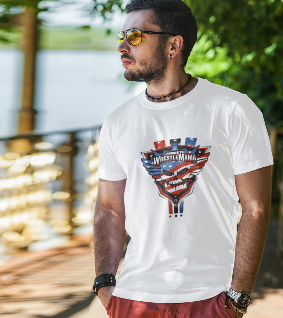 Rhodes To Wrestlemania Skull Wings Stars Stripes T-Shirt