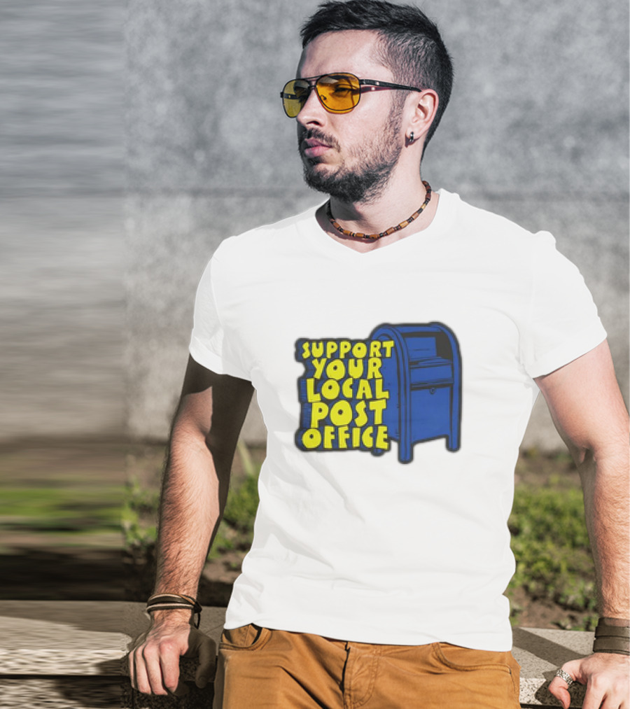 Support Your Local Post Office Blue Mailbox T-Shirt