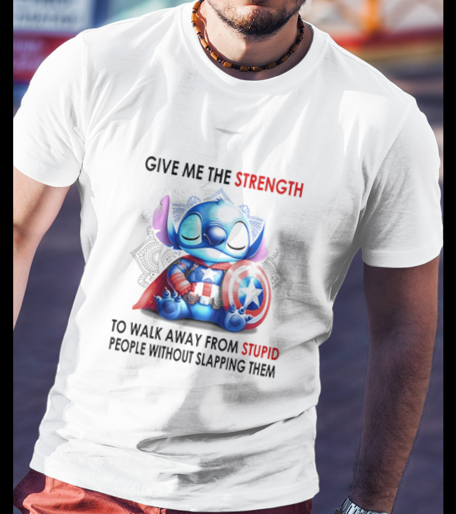 Stitch Captain Give Me The Strength To Walk Away From Stupid People Without Slapping Them T-Shirt