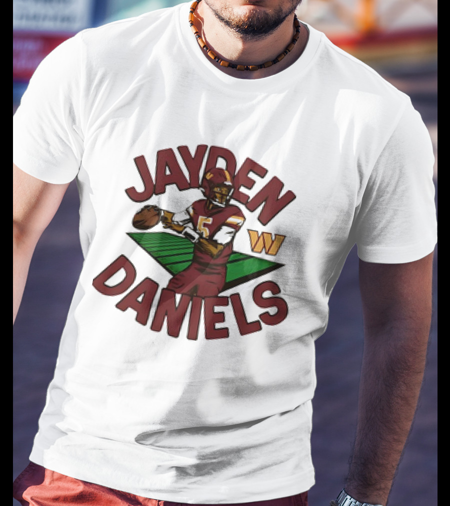Washington Commanders Jayden Daniels Cartoon Quarterback W T-Shirt