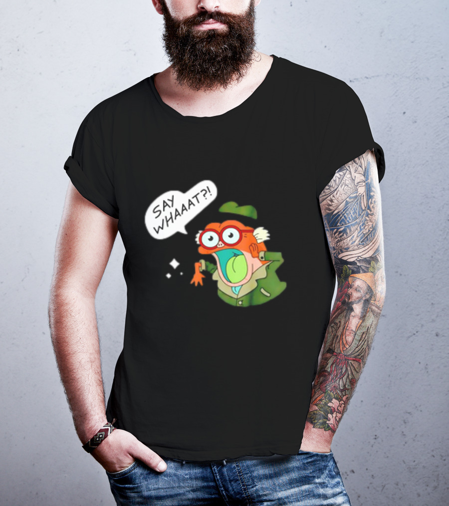 Hop Pop Plantar Amphibia Say Whaaaat Frog Cartoon Character Reaction T-Shirt