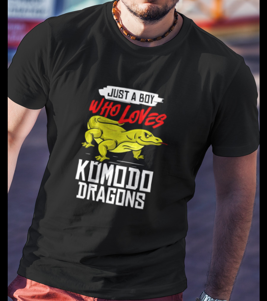 Just A Boy Who Loves Komodo Dragons With Yellow Lizard T-Shirt