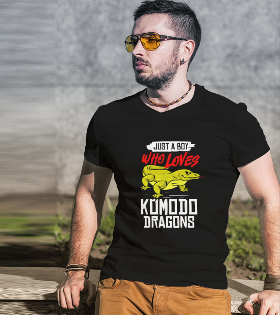 Just A Boy Who Loves Komodo Dragons With Yellow Lizard T-Shirt