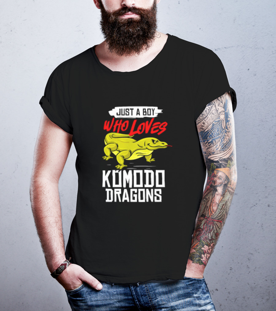 Just A Boy Who Loves Komodo Dragons With Yellow Lizard T-Shirt