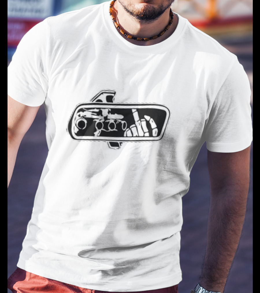 Rear View Bone Car Mirror Hand Gesture Airplane T-Shirt