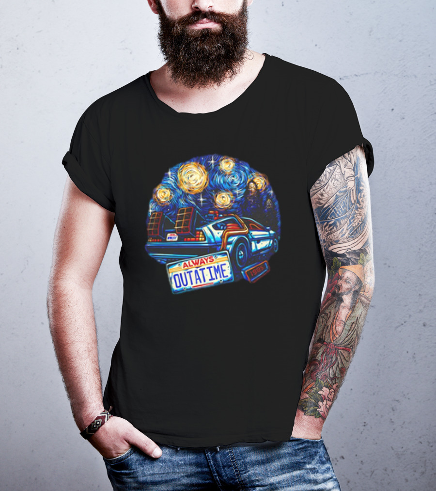 Back To The Future Always Outatime DeLorean Starry Night Scene T-Shirt