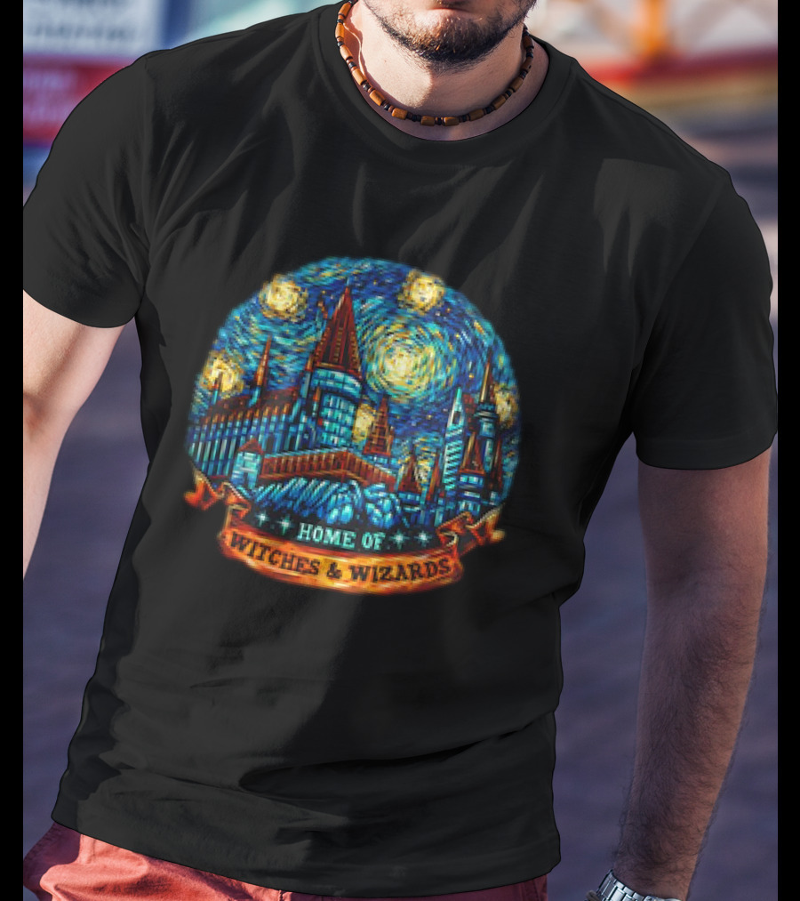 Hogwarts Home Of Witches And Wizards Starry Night T-Shirt