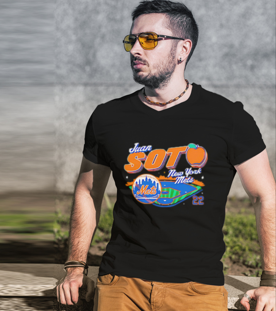 Juan Soto New York Mets Peach 22 Stadium Mets T-Shirt