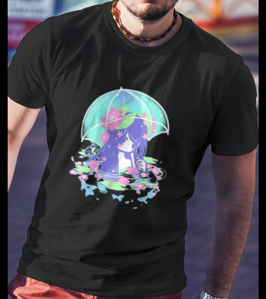 Miski Soaked Floating Girl With Umbrella And Flowers T-Shirt