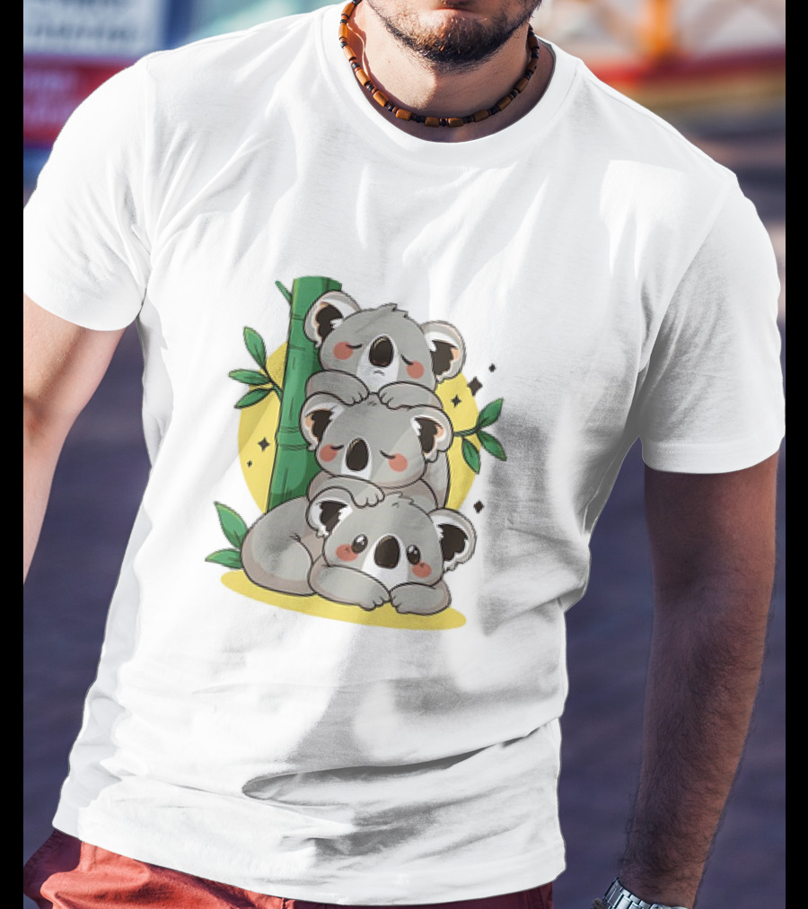Koala Stack Trio With Bamboo And Leaves T-Shirt