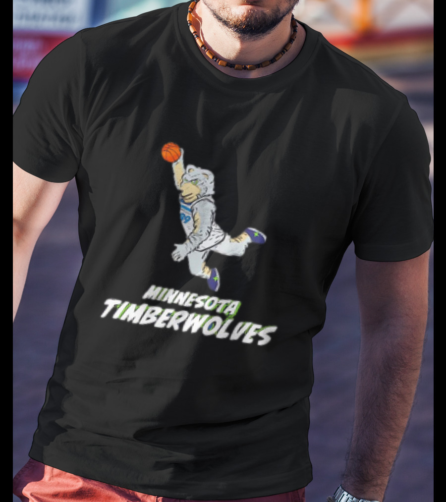 Minnesota Timberwolves Mascot Dunking Basketball T-Shirt