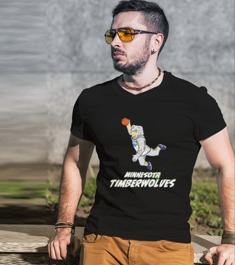 Minnesota Timberwolves Mascot Dunking Basketball T-Shirt