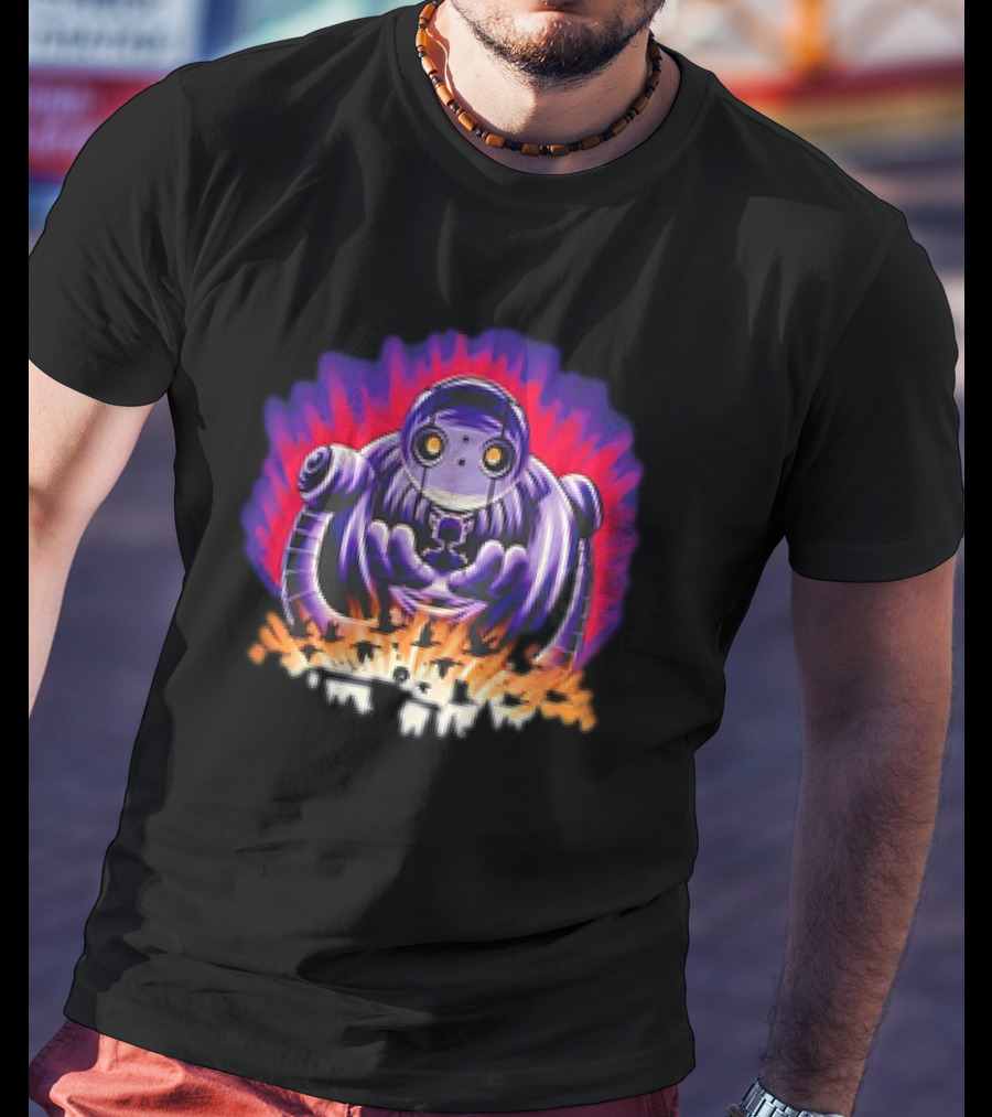 The Wild Robot Surrounded By Flames And Vibrant Aura Wild And Free T-Shirt
