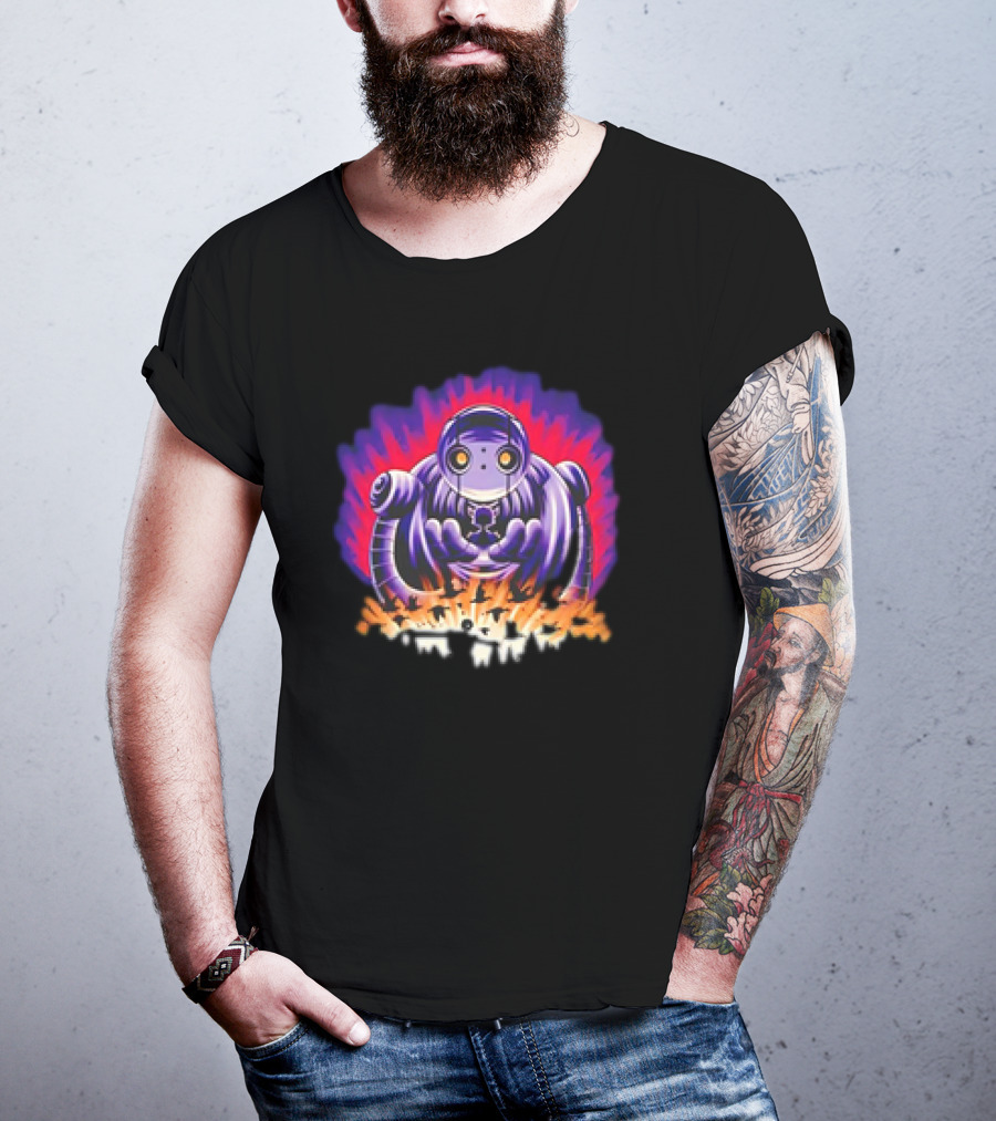 The Wild Robot Surrounded By Flames And Vibrant Aura Wild And Free T-Shirt