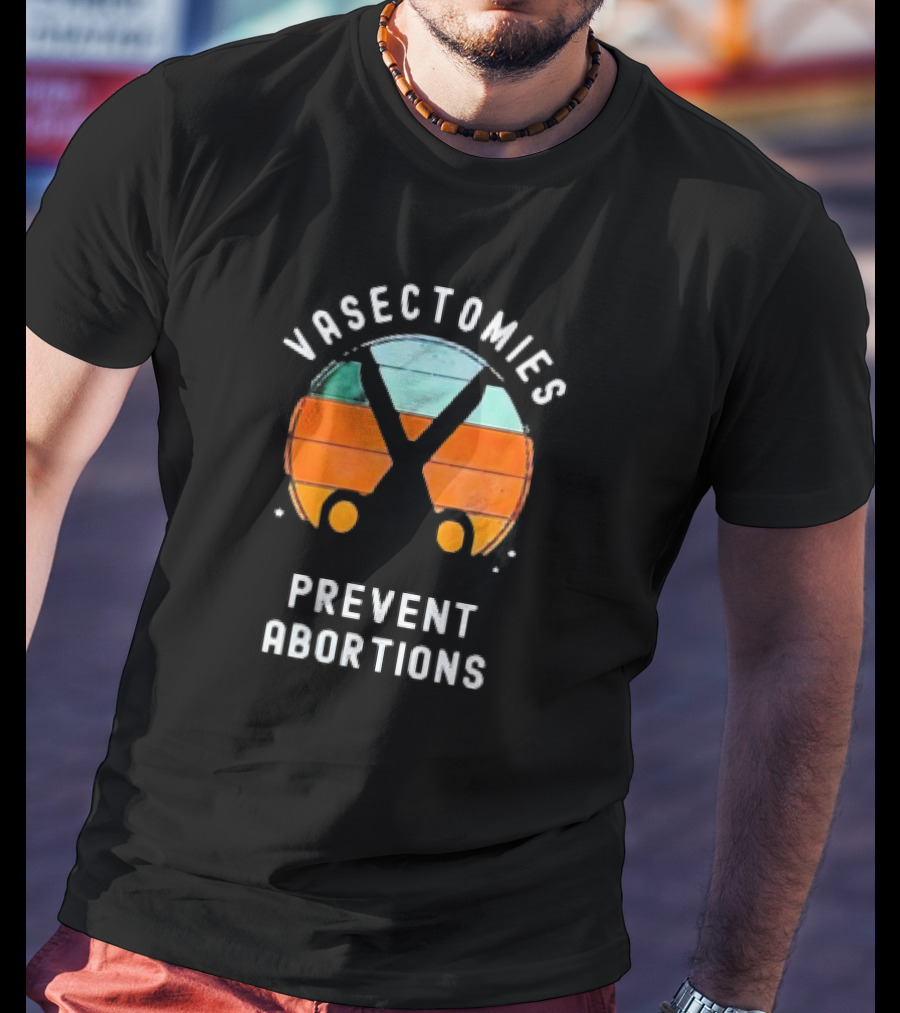 Vasectomies Prevent Abortions Vintage Scissors Retro Sunset T-Shirt