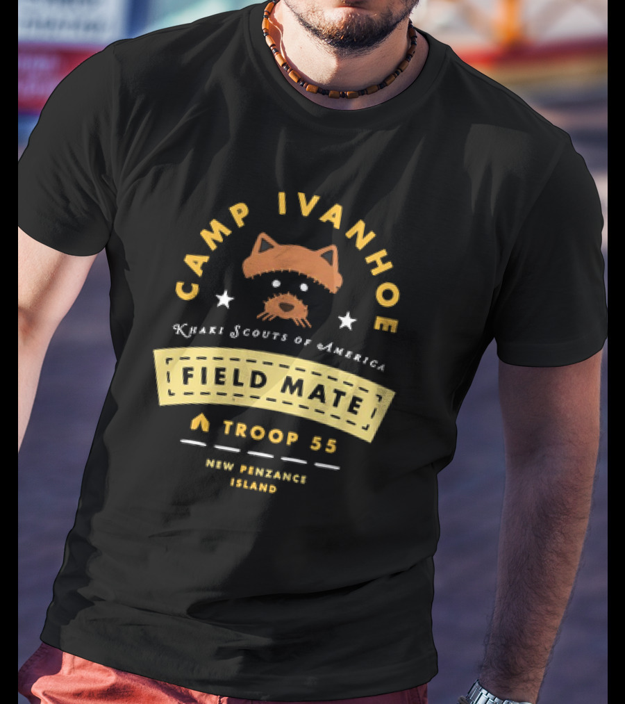 Camp Ivanhoe Khaki Scouts Of America Field Mate Troop 55 New Penzance Island Moonrise Kingdom T-Shirt
