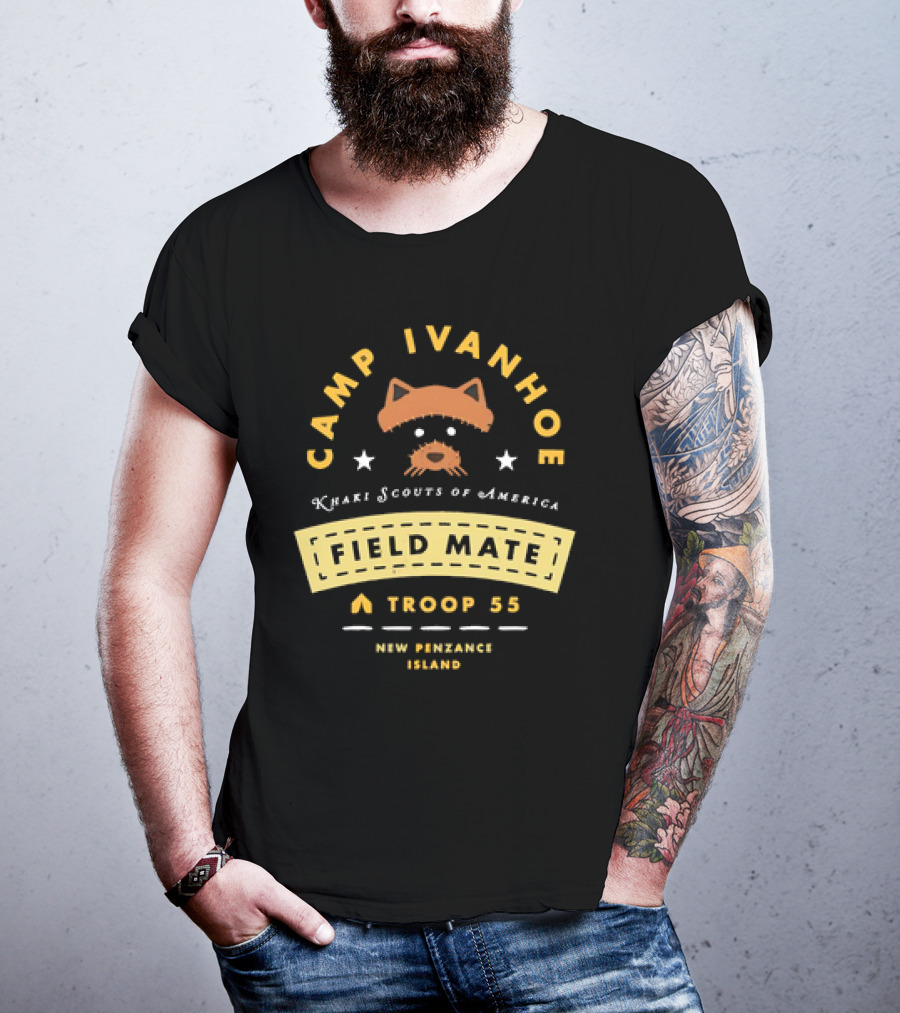 Camp Ivanhoe Khaki Scouts Of America Field Mate Troop 55 New Penzance Island Moonrise Kingdom T-Shirt