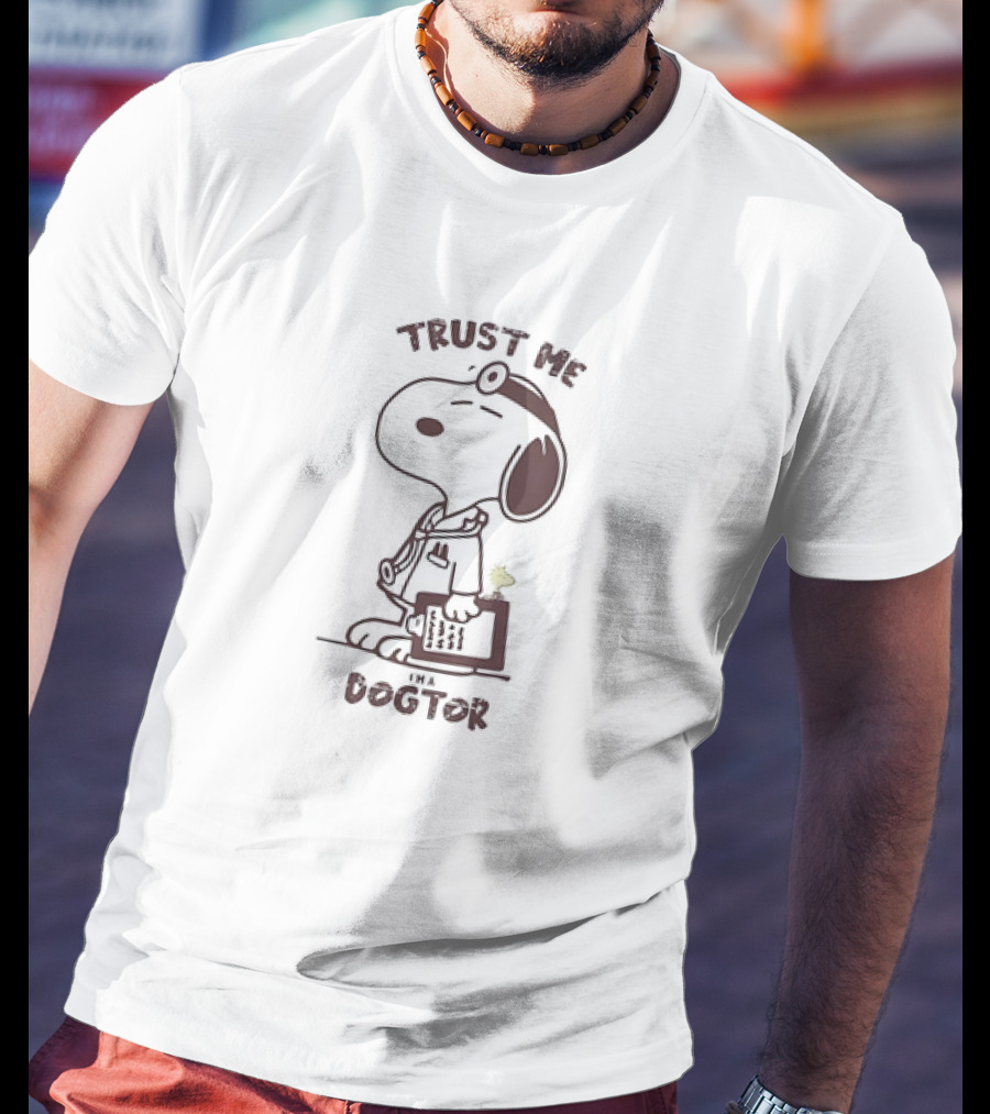 Snoopy Trust Me I’m A Dogtor Peanuts Comic Character With Stethoscope And Medical Coat T-Shirt