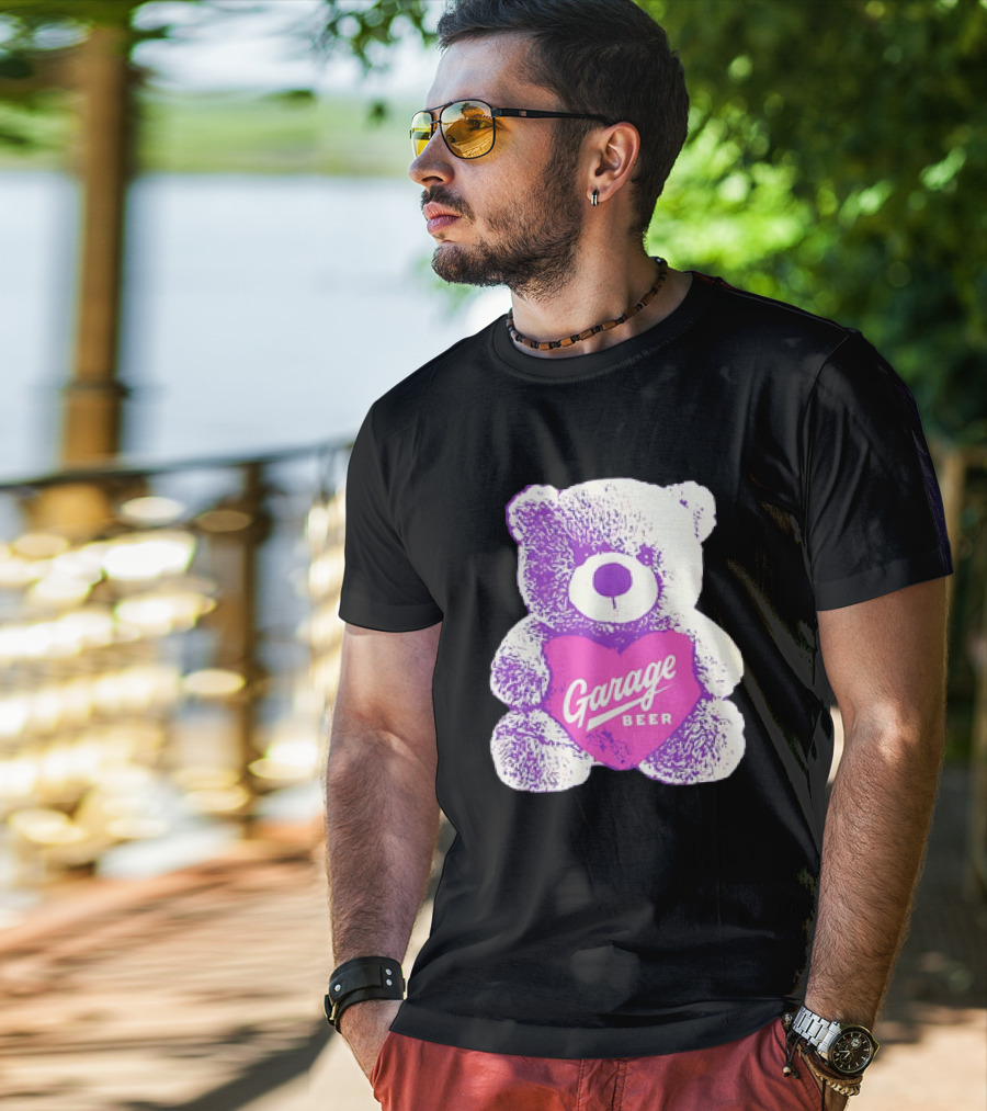 Garage Beer Teddy Bear Heart Retro Plush T-Shirt