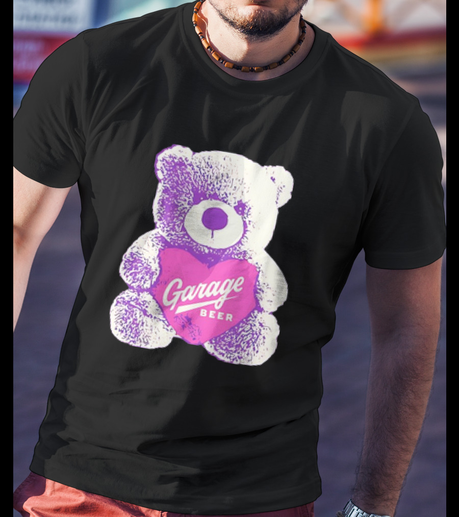 Garage Beer Teddy Bear Heart Retro Plush T-Shirt