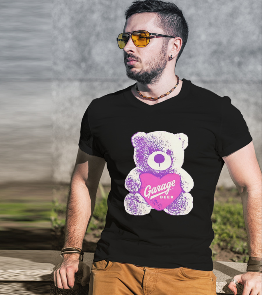 Garage Beer Teddy Bear Heart Retro Plush T-Shirt