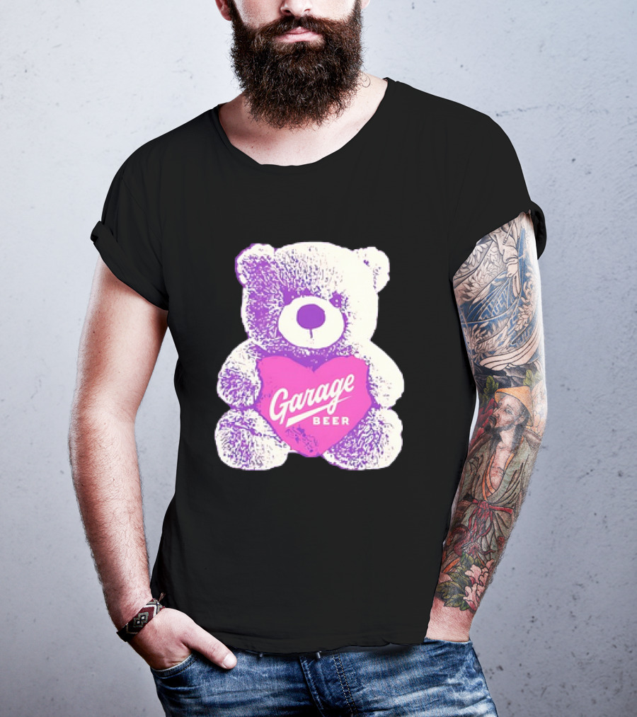 Garage Beer Teddy Bear Heart Retro Plush T-Shirt
