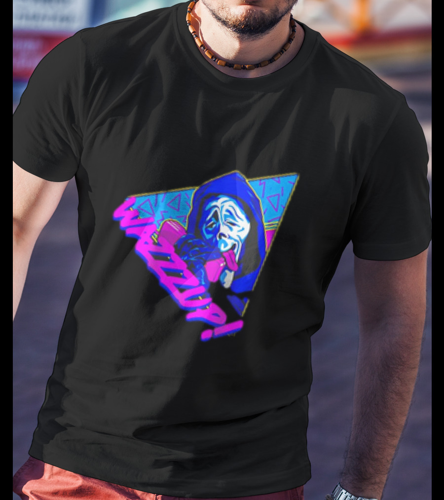 Ghostface Scream Wazzup 90s Neon Vibes T-Shirt