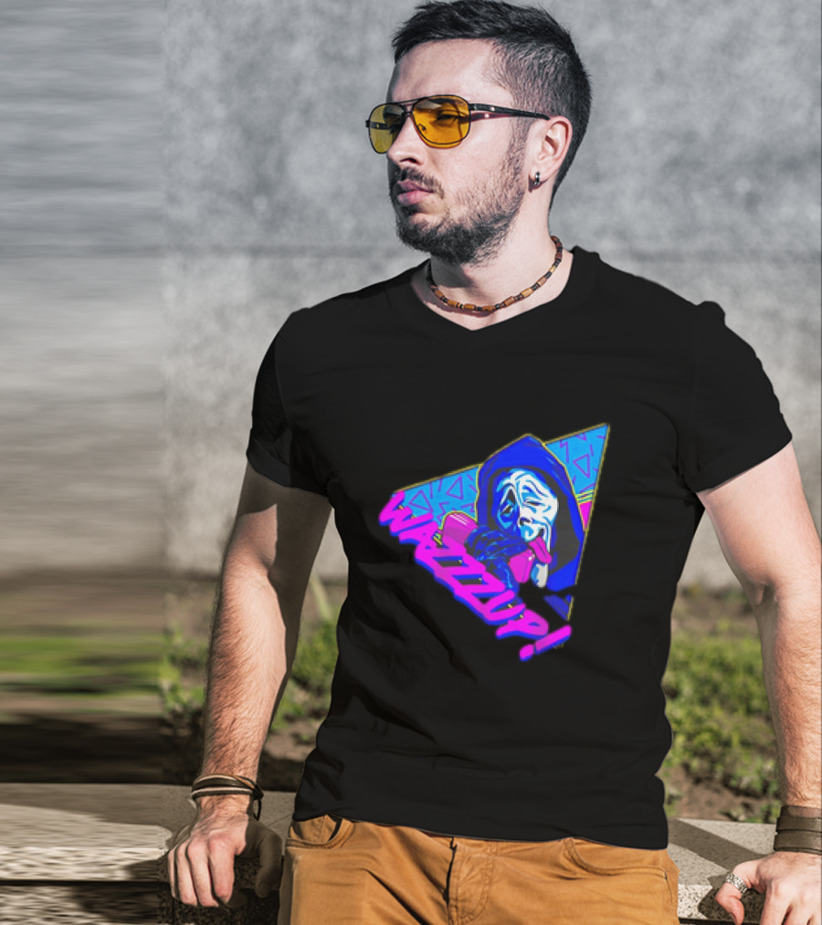 Ghostface Scream Wazzup 90s Neon Vibes T-Shirt