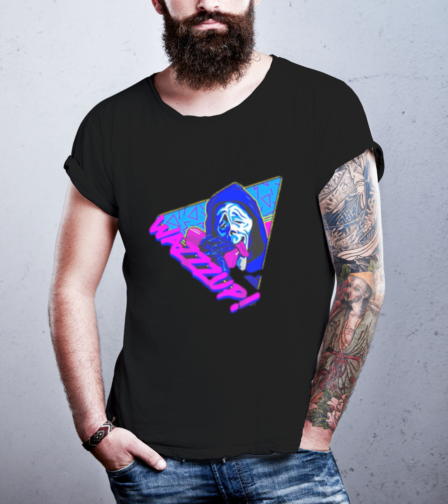 Ghostface Scream Wazzup 90s Neon Vibes T-Shirt