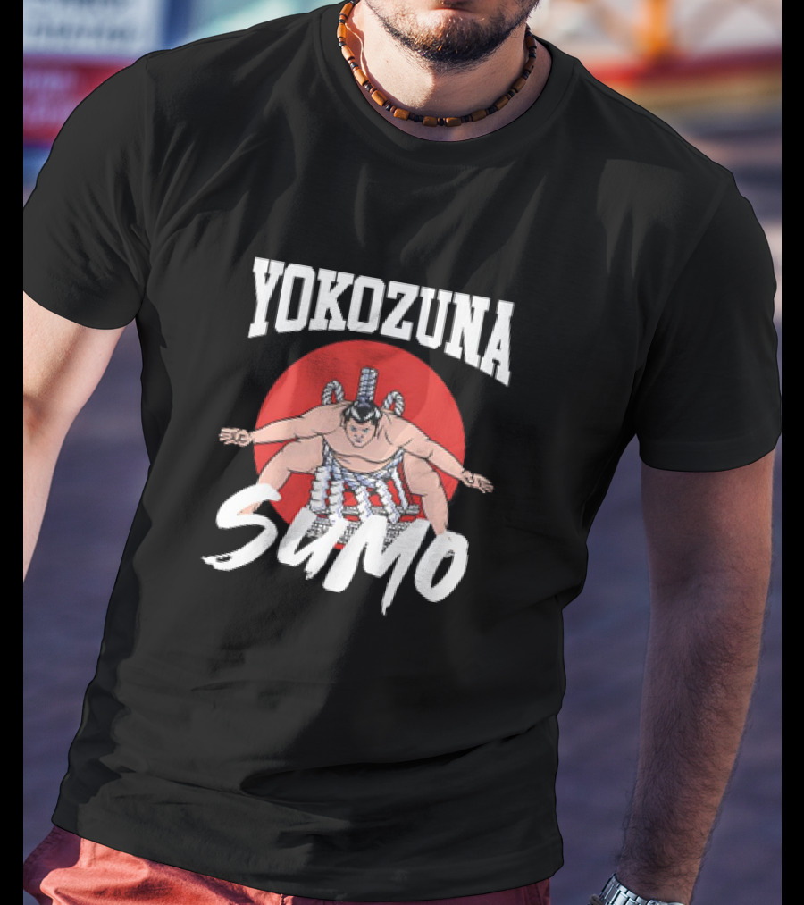 Yokozuna Sumo Japan Vintage Red Sun Background T-Shirt