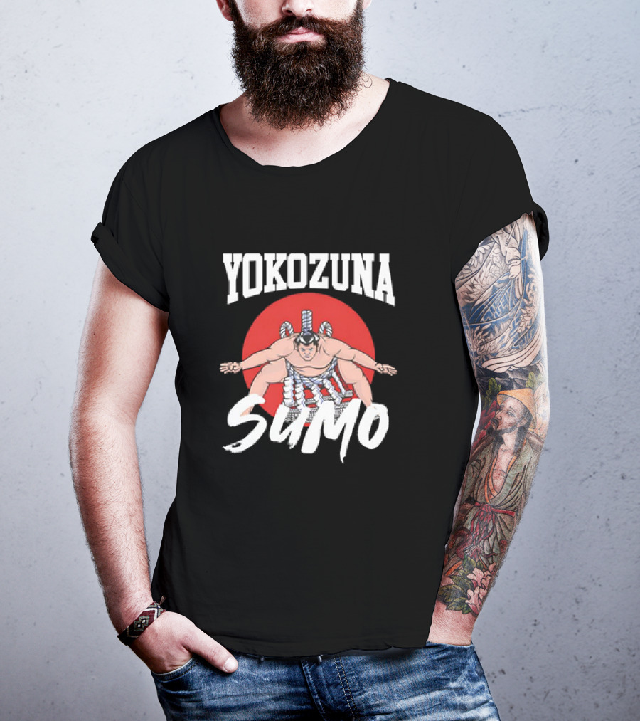 Yokozuna Sumo Japan Vintage Red Sun Background T-Shirt