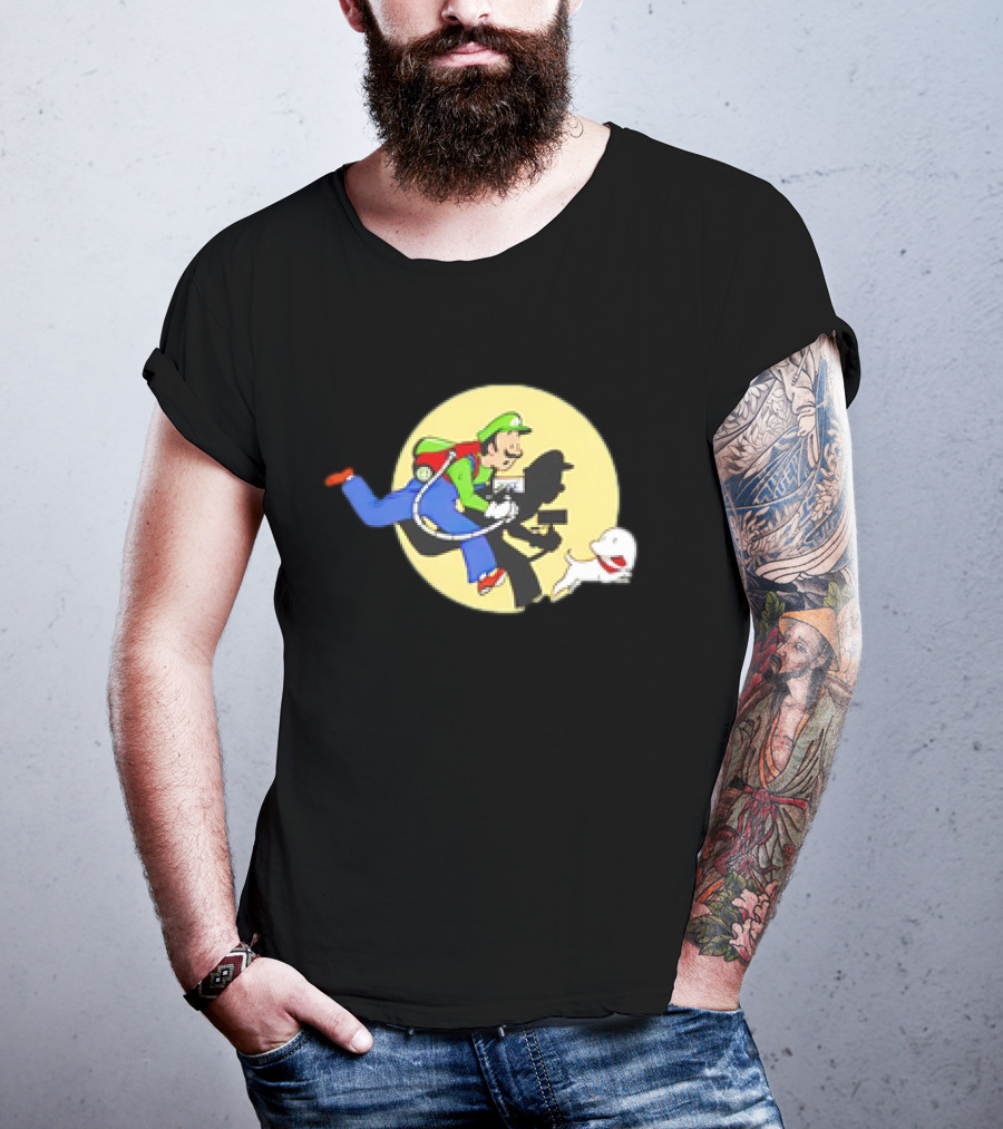 Luigi’s Mansion X The Adventures Of Tintin Luigi And Snowy Shadow Scene T-Shirt