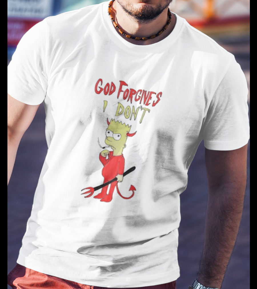 God Forgives I Don’t Bart Simpson Devil Costumed Character Smoking T-Shirt