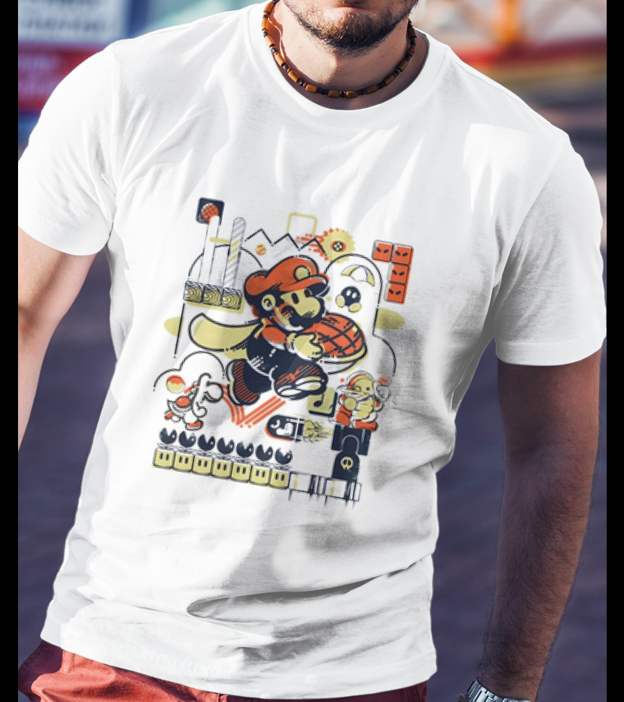 Super Mario Athletic Acrobatics With Iconic Game Elements T-Shirt