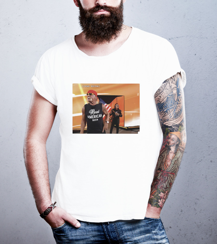 Crowd Booing Real American Beer Wwe Hulk Hogan T-Shirt