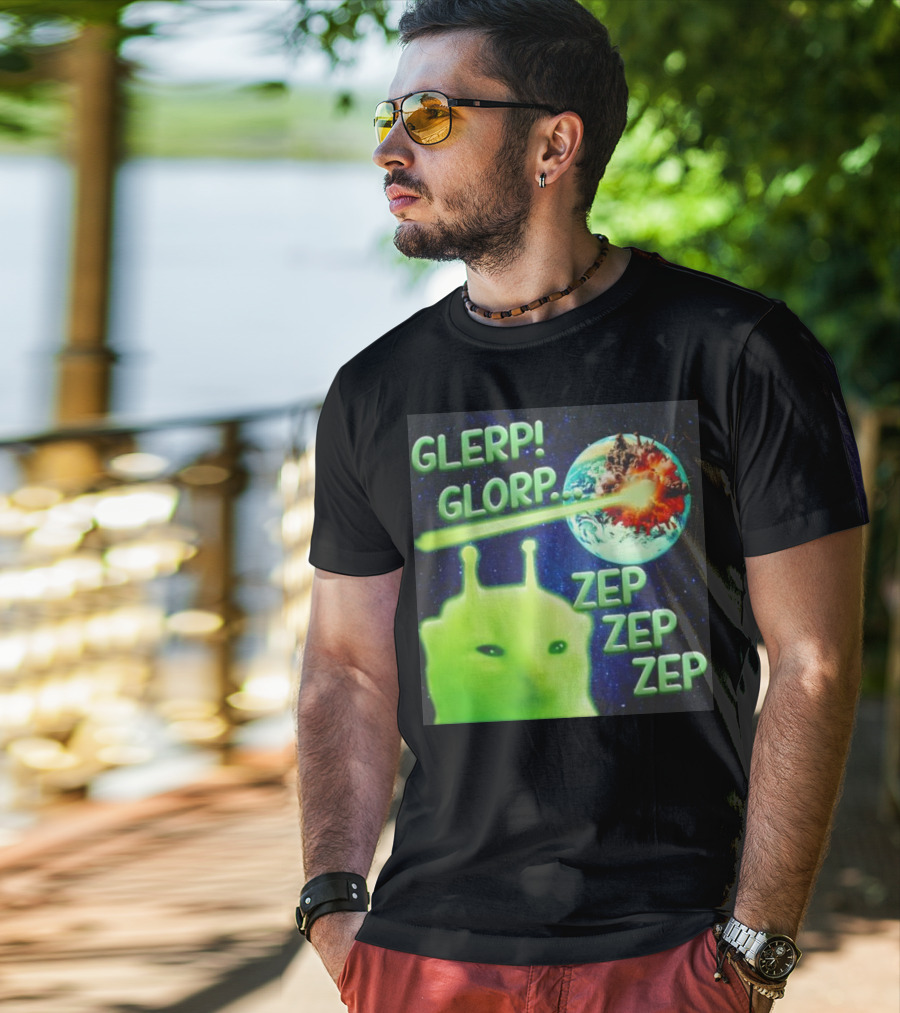 GLERP GLORP Alien Cat ZEP ZEP ZEP Earth Explosion T-Shirt