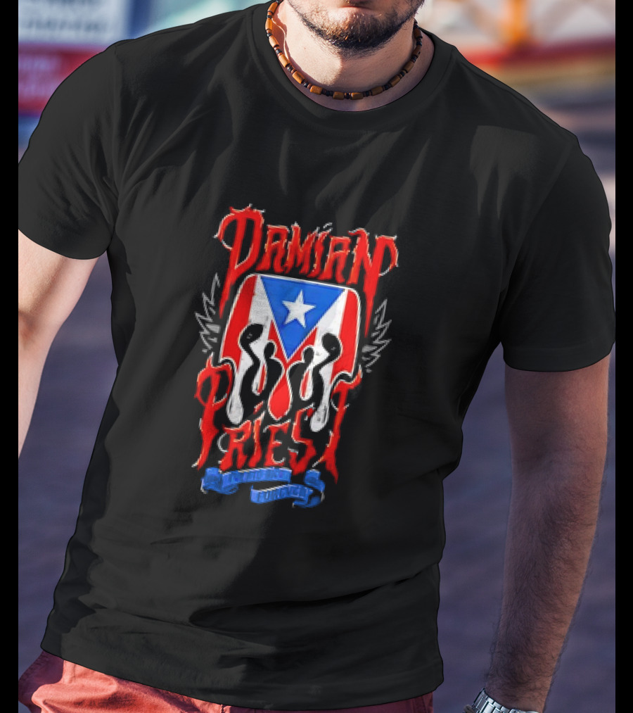 Damian Priest Puerto Rico Forever Flag And Skull Wings T-Shirt