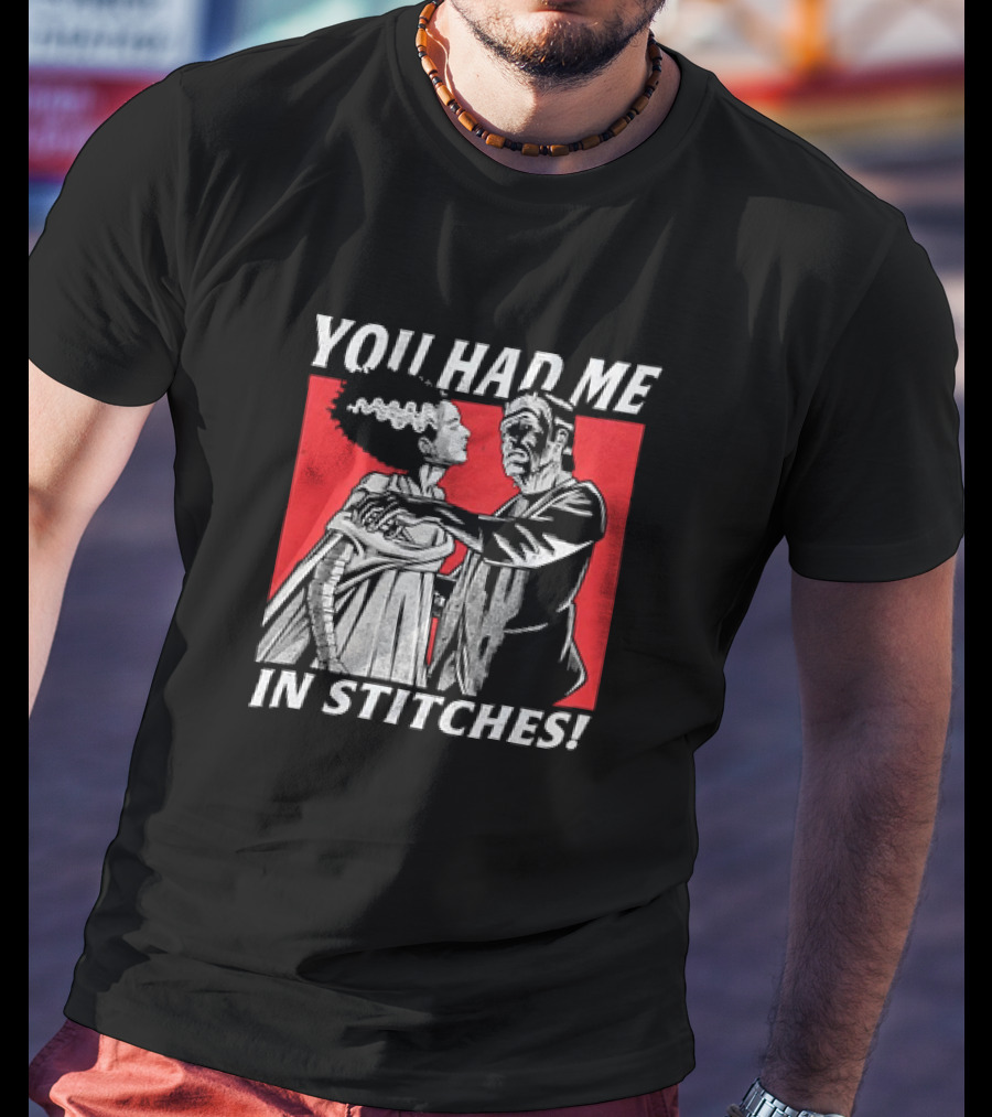 Frankenstein And The Bride You Had Me In Stitches Retro Monster Dance T-Shirt