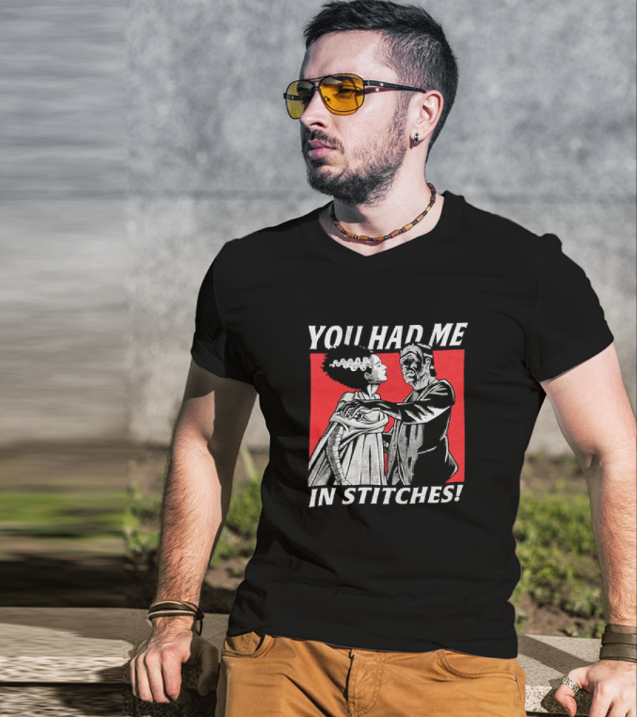 Frankenstein And The Bride You Had Me In Stitches Retro Monster Dance T-Shirt