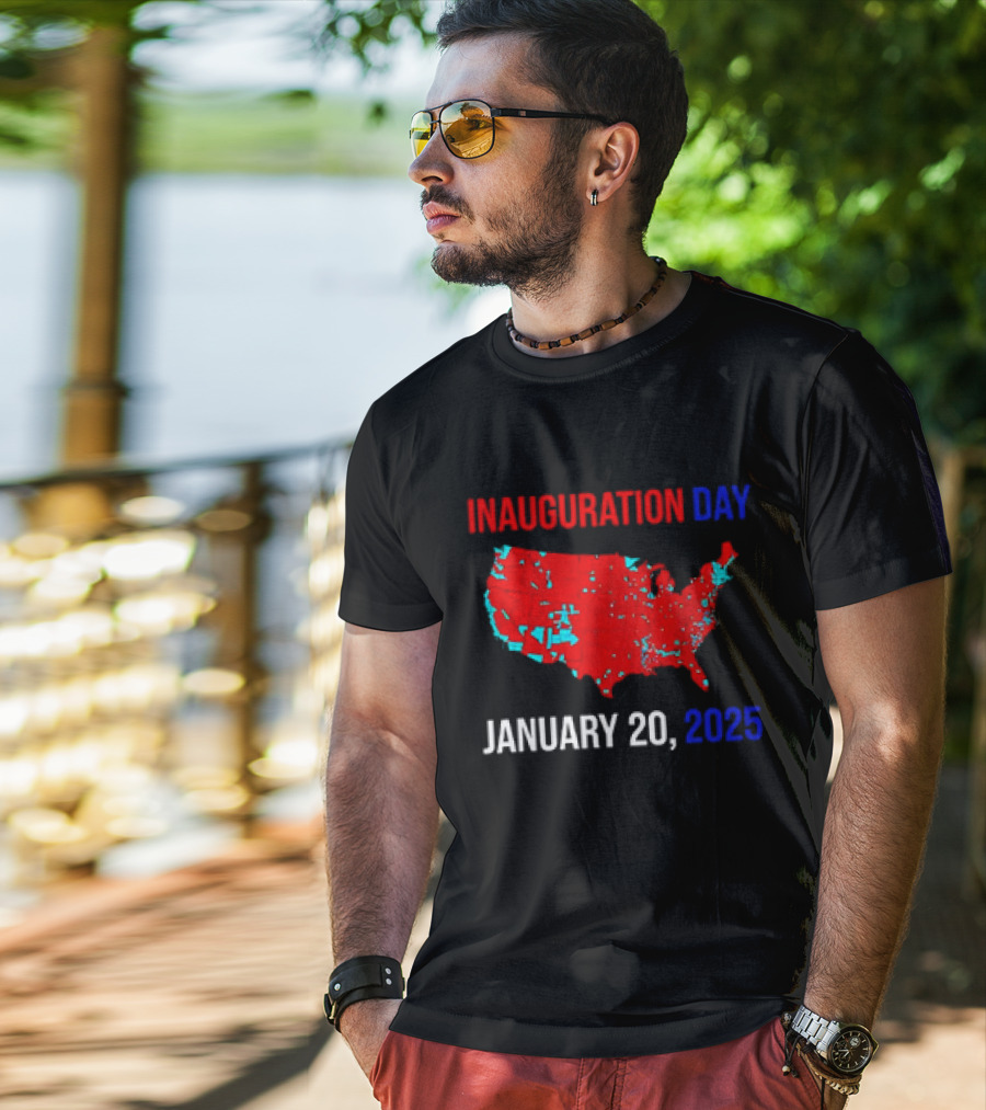 INAUGURATION DAY JANUARY 20, 2025 USA Map Red Blue T-Shirt