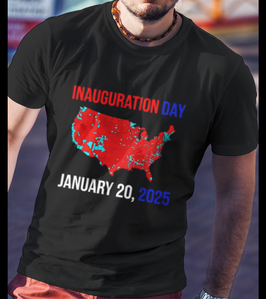 INAUGURATION DAY JANUARY 20, 2025 USA Map Red Blue T-Shirt