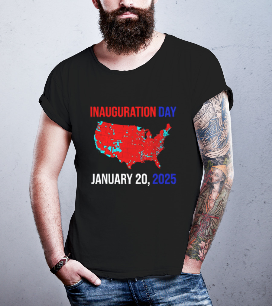 INAUGURATION DAY JANUARY 20, 2025 USA Map Red Blue T-Shirt