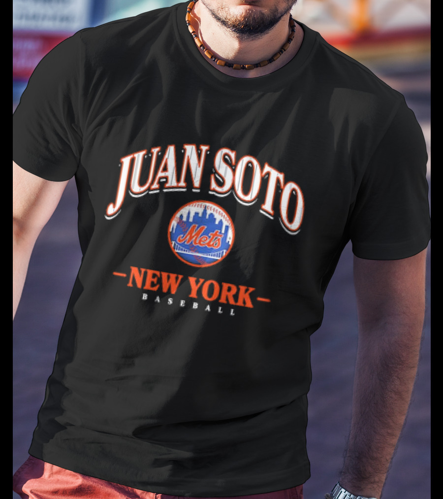 Juan Soto Mets New York Baseball Arched Wordmark Skyline T-Shirt