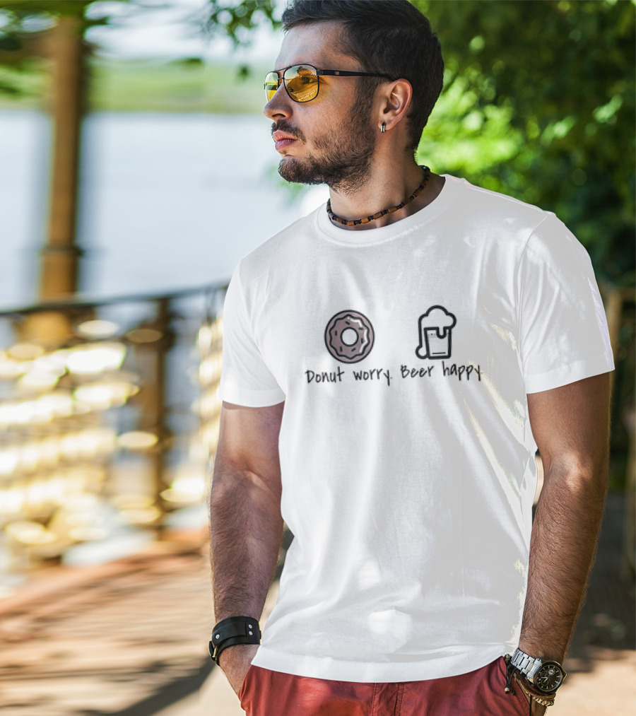 Donut Worry Beer Happy Donut Beer Icons T-Shirt