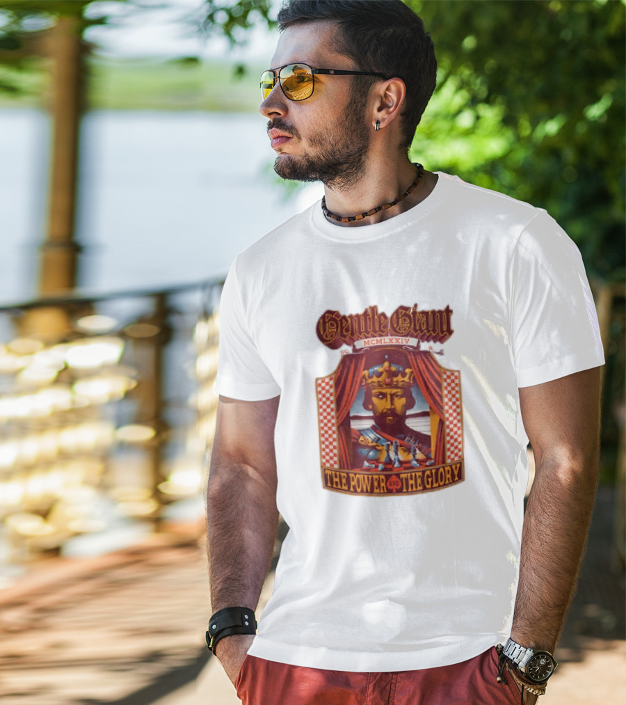 Gentle Giant MCMLXXIV The Power And The Glory King Chessboard Curtain T-Shirt